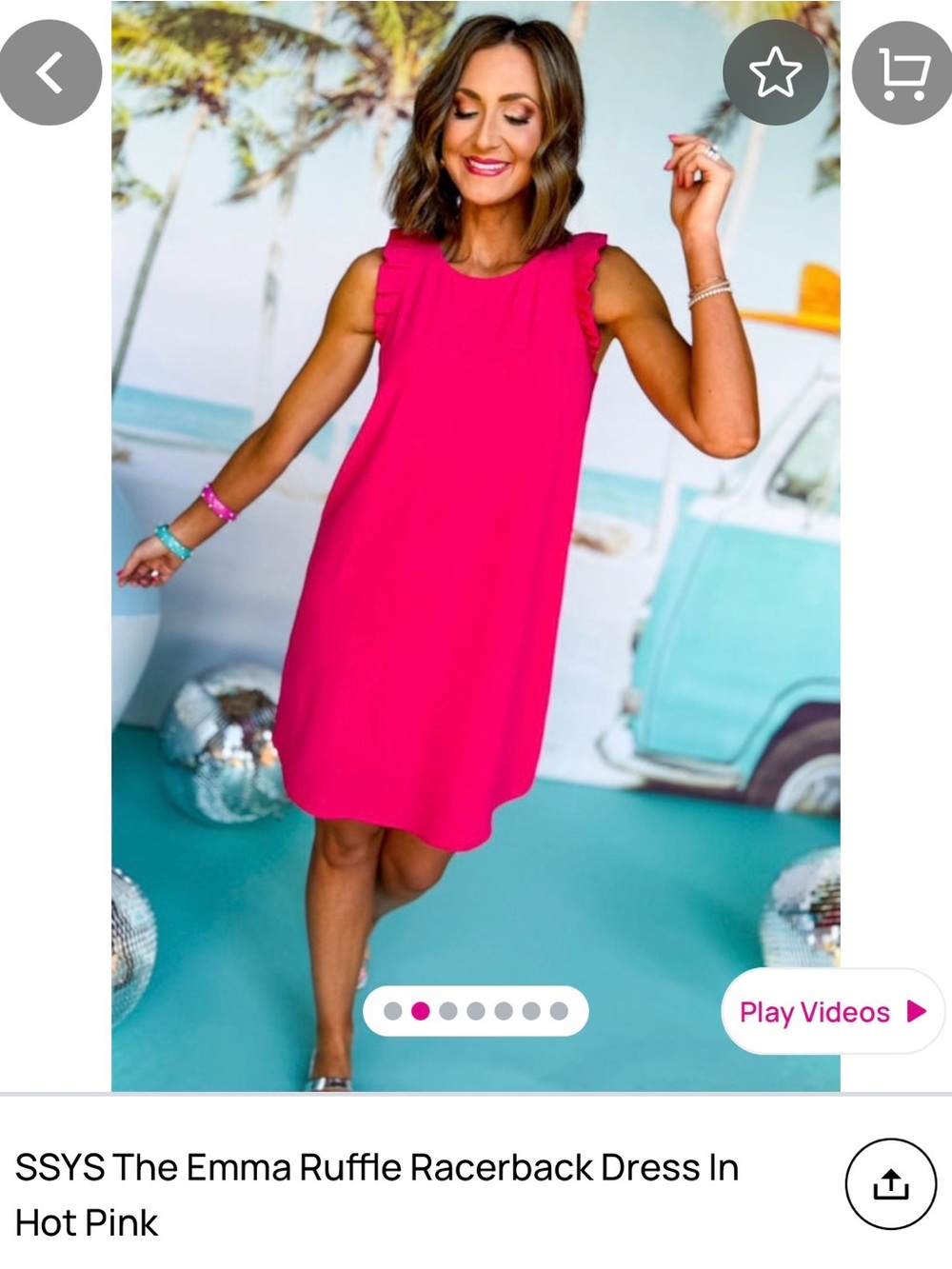 Hot Pink Ruffle Sleeve Shift Dress